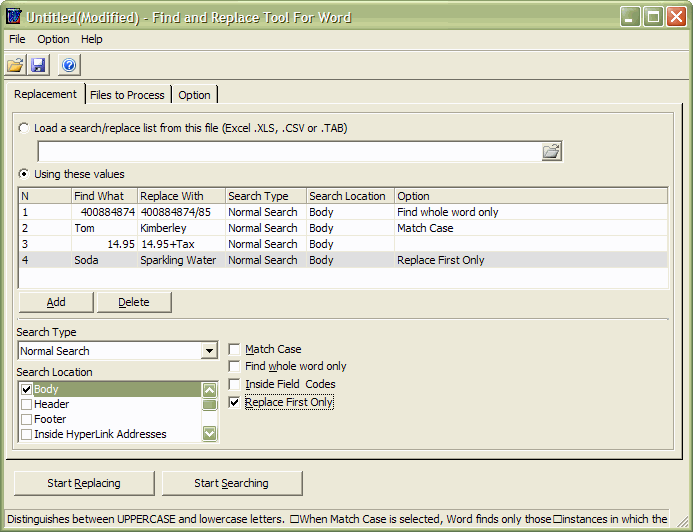 Find and Replace Tool for Word software